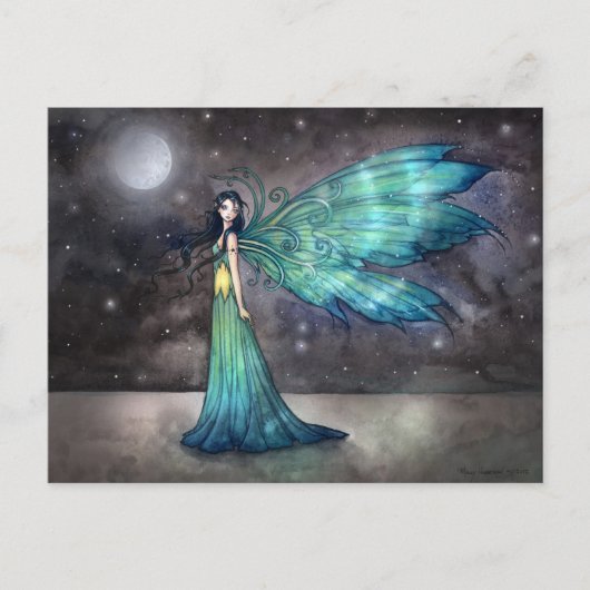 Aquamarine Eve Celestie Fee Fairy Fantasy Kunst, D Postkarte (Vorderseite)