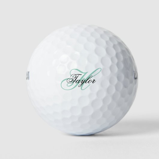 Aquamarine Extravagante Monogram Golfball (Vorderseite)