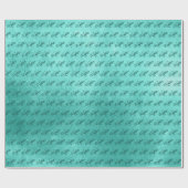Aquamarine Extravagante Monogram Shiny Türkis Imit Geschenkpapier (Flach)