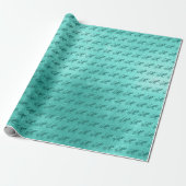 Aquamarine Extravagante Monogram Shiny Türkis Imit Geschenkpapier (Ungerollt)