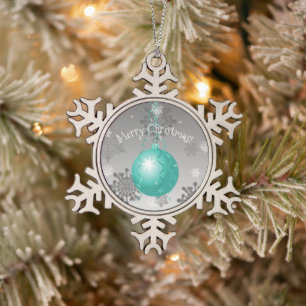 Aquamarine Extravagante Weihnachtsschmuck Schneeflocken Zinn-Ornament