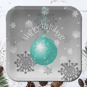 Aquamarine Extravagante Weihnachtsschmuckplatte Pappteller