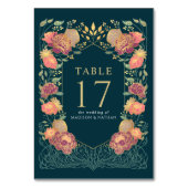 Aquamarine Fantasy Enchanted Garden Wedding Tischnummer (Rückseite)