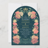 Aquamarine Fantasy Verzauberter Blumengarten Hochz Einladung (Vorderseite)