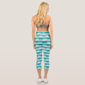 Aquamarine Farbblöcke mit hellgrau Capri Leggings (Rückseite)