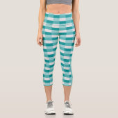 Aquamarine Farbblöcke mit hellgrau Capri Leggings (Vorderseite)
