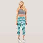 Aquamarine Farbblöcke mit hellgrau Capri Leggings (Vorderseite)