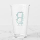 Aquamarine Farbe und Goldmonogramm Buchstaben B Glas (Rückseite)