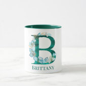 Aquamarine Farbe und Goldmonogramm Buchstaben B Tasse (Zentrum)