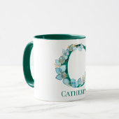 Aquamarine Farbe und Goldmonogramm Buchstaben C Tasse (Vorderseite Links)