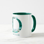 Aquamarine Farbe und Goldmonogramm-Buchstaben D Tasse (VorderseiteRechts)