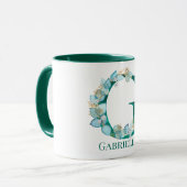 Aquamarine Farbe und Goldmonogramm Buchstaben G Tasse (Vorderseite Links)