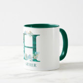 Aquamarine Farbe und Goldmonogramm Buchstaben H Tasse (VorderseiteRechts)