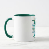 Aquamarine Farbe und Goldmonogramm Buchstaben N Tasse (Links)