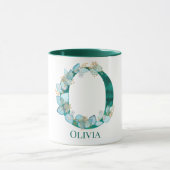 Aquamarine Farbe und Goldmonogramm Buchstaben O Tasse (Zentrum)
