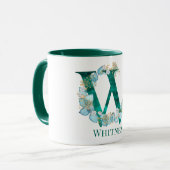 Aquamarine Farbe und Goldmonogramm-Buchstaben W Tasse (Vorderseite Links)