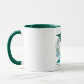 Aquamarine Farbe und Goldmonogramm-Letter X Tasse (Links)