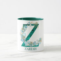 Aquamarine Farbe und Goldmonogramm-Letter Z