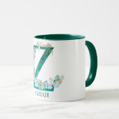 Aquamarine Farbe und Goldmonogramm-Letter Z Tasse (VorderseiteRechts)