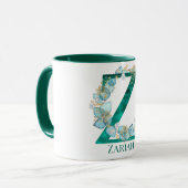 Aquamarine Farbe und Goldmonogramm-Letter Z Tasse (Vorderseite Links)