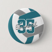 aquamarine Farben für das graue Volleyballteam Button (Vorderseite)