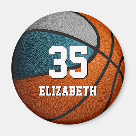 aquamarine Farben für die Basketballmannschaft Magnet (Vorne)