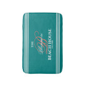 Aquamarine Farbkorallenrotes weißes Badematte (Vorderseite Vertikal)