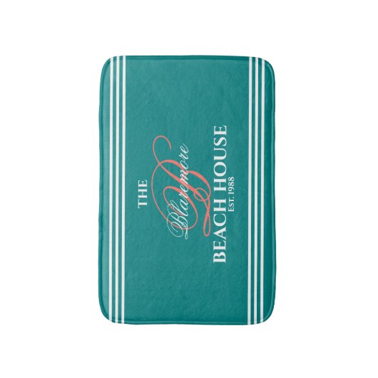 Aquamarine Farbkorallenrotes weißes Badematte (Vorderseite Vertikal)