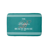 Aquamarine Farbkorallenrotes weißes Badematte (Vorderseite)