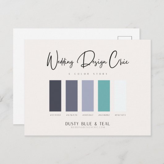 Aquamarine Farbpalette in dunkelblau mit Hex-Codes Postkarte (Vorne/Hinten)