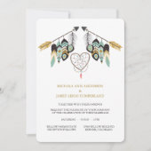 Aquamarine Feather Arrow Dreamcatcher-Hochzeit Einladung (Vorderseite)
