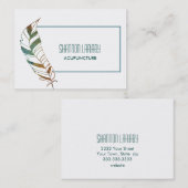 Aquamarine Feather-Visitenkarte Visitenkarte (Vorne/Hinten)