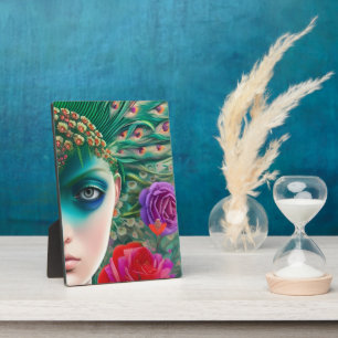 Aquamarine Federn für Frauen Fotoplatte