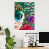 Aquamarine Federn für Frauen Poster (Heimbüro)