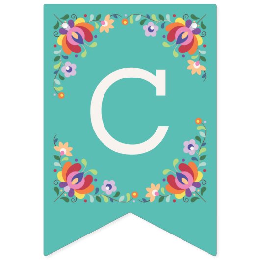 Aquamarine Fiesta Floral Cinco de Mayo Banner (Zweite Fahne)