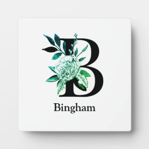 Aquamarine floral monogramm Letter B Fotoplatte