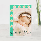 Aquamarine florale Fotokarte | Hebamme New Baby Gi Dankeskarte (Vorderseite)