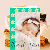 Aquamarine florale Fotokarte | Hebamme New Baby Gi Dankeskarte