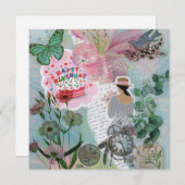 Aquamarine florale Geburtstagskarte (Vorne/Hinten)