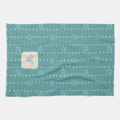 Aquamarine florale Monogram Kitchen Teetuch Geschirrtuch (Horizontal)