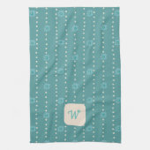Aquamarine florale Monogram Kitchen Teetuch Geschirrtuch (Vertikal)