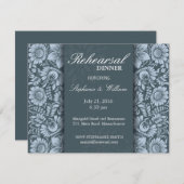 Aquamarine florale Probe Abendkarte Einladung (Vorne/Hinten)