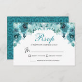 Aquamarine florale UAWG RSVP Karte (Vorne/Hinten)