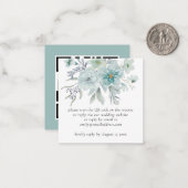 Aquamarine Florals QR Code Hochzeit RSVP Umschließ Mitteilungskarte (Vorderseite/Rückseite Beispiel)