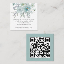 Aquamarine Florals QR Code Hochzeit RSVP Umschließ Mitteilungskarte