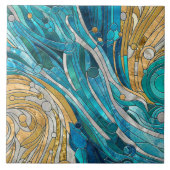 Aquamarine Fluss Abstrakt Mosaik Kunst, Dichtung u Fliese (Vorderseite)