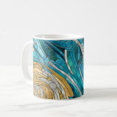 Aquamarine Fluss Abstrakt Mosaik Kunst, Dichtung u Kaffeetasse (Vorderseite Links)
