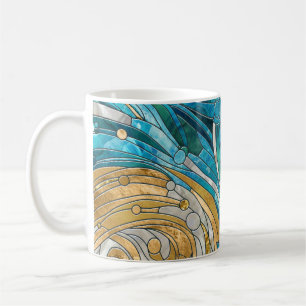 Aquamarine Fluss Abstrakt Mosaik Kunst, Dichtung u Kaffeetasse
