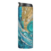 Aquamarine Fluss Abstrakt Mosaik Kunst, Dichtung u Thermosbecher (Nach rechts gedreht)