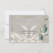 Aquamarine Foliage Gold Elfenbeinpampas Grass Empf Einladung (Vorderseite)